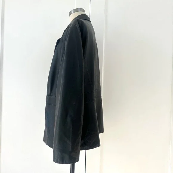 Vintage Covington Woman Black Genuine Leather Blazer Jacket Paisley Lining L-XL - Picture 6 of 8